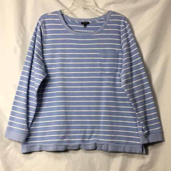 Talbots Tops - Talbots Women’s Blue and White Stripe Pull-Over Sweater Size 2X Like-NEW
